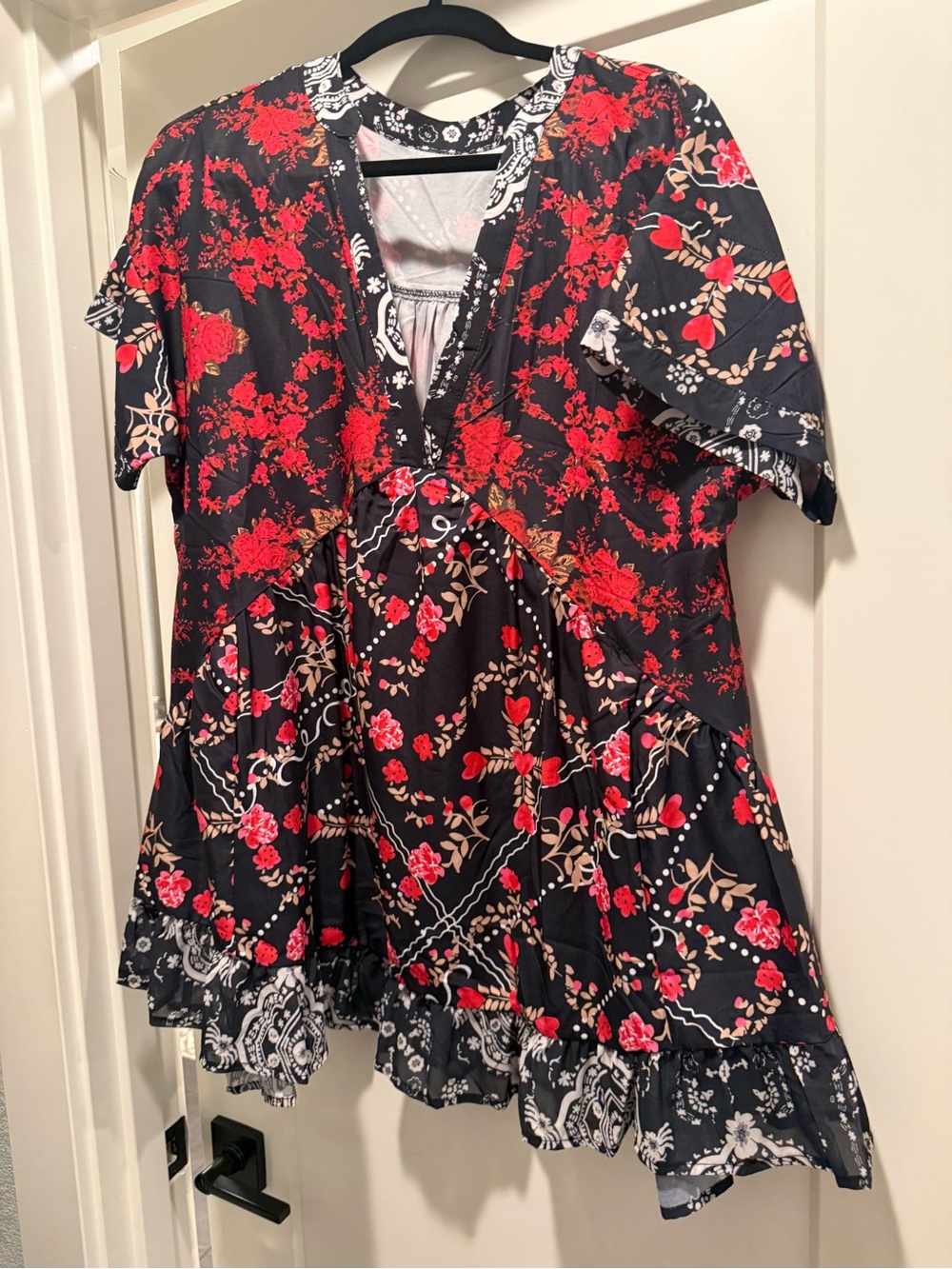 Amazon Black and Red Floral Mini Dress